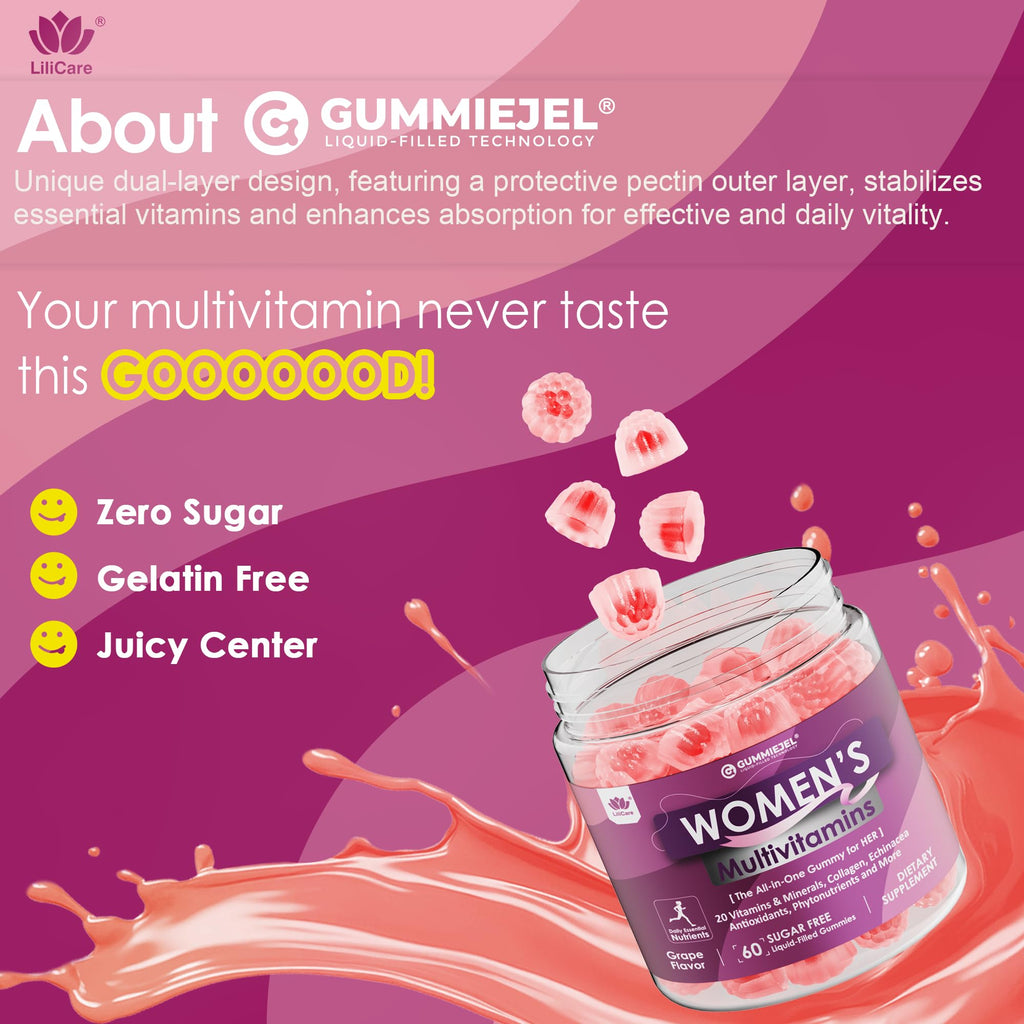 Womens Multivitamin Gummy, Methylated Multivitamin for Women, Biotin, Methylfolate, Iron, Collagen, Vitamins A C D, B Complex, Antioxidants for Women's Daily Support, Beauty, Immune, No Sugar, 60 Cts