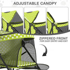 MoNiBloom 4 Wheels Pet Stroller, Easy-Fold Umbrella Shaped Dog Cat Jogger Stroller w/Storage Bag & Visible Mesh for Small/Medium Dogs Cats Lawn Green Polka Dots