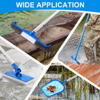 Tioncy 4 Pack Swimming Pool Cleaning Kit Including Pool Cleaning Brush Scrubbing Scouring Sponge Pad Skimmer Leaf Net and 47inch Swimming Pool Cleaning Poles for Inflatable Pool Home Spas Hot Tubs