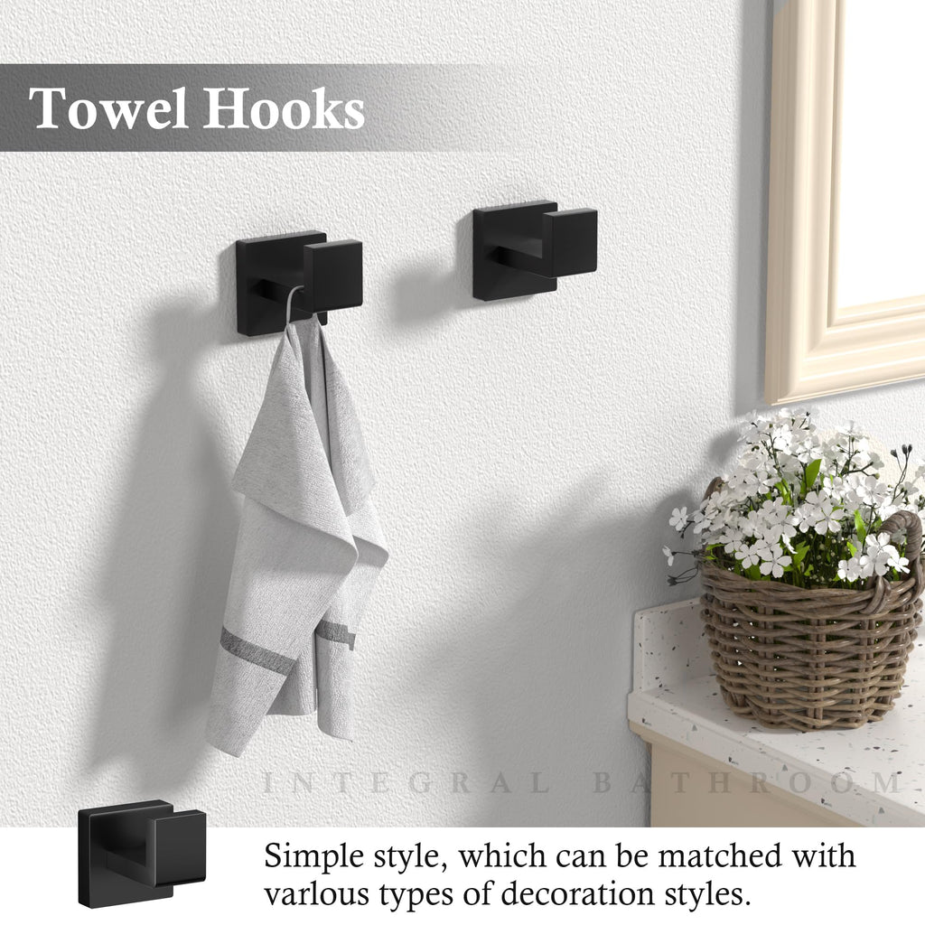 5-Pieces Matte Black Bathroom Accessories Set, 23.6 Inch Bath Towel Bar Set, SUS 304 Stainless Steel Bathroom Hardware Set, Towel Racks for Bathroom Wall Mounted.