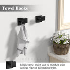 5-Pieces Matte Black Bathroom Accessories Set, 23.6 Inch Bath Towel Bar Set, SUS 304 Stainless Steel Bathroom Hardware Set, Towel Racks for Bathroom Wall Mounted.