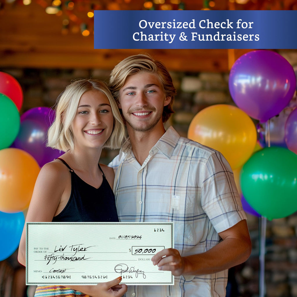 Giant Check (23.5 x 12.5 inches - Medium Size) - Big Checks for Presentations, Awards, Donations, Ceremonies and Events
