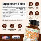 Turmeric Curcumin Supplement with Ginger Root for Joint Support, Digestive & Gut Health - Contains Organic Turmeric Curcumin with Black Pepper (Bioperine) for Enhanced Absorption - 60 Capsules
