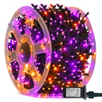 FUNPENY 164FT 500 LED Halloween Lights, 8 Modes Waterproof Plug in String Lights for Halloween Indoor Outdoor Yard Party Wedding Garden Home Decorations (Purple & Orange)