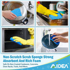 AIDEA Non-Scratch Scrub Sponge, 48Count, Sponges for Dishes, Sponges Kitchen, Cleaning Sponge, Cleans Fast Without Scratching, Stands Up to Stuck-on Grime, Cleaning Power for Everyday Jobs