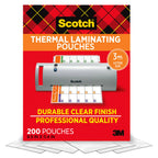 Scotch Thermal Laminating Pouches, 200 Count, Clear, 3 mil.