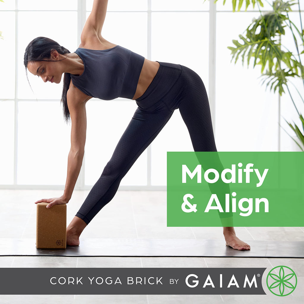 Gaiam Cork Yoga Block ��� 4x6x9 Inch, Natural Cork Block for Yoga, Pilates, Stretching, Balance, Gym, Home Workout, Meditation, Non-Slip, High-Density, Rounded Edges for Enhanced Poses and Flexibility