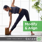 Gaiam Cork Yoga Block ��� 4x6x9 Inch, Natural Cork Block for Yoga, Pilates, Stretching, Balance, Gym, Home Workout, Meditation, Non-Slip, High-Density, Rounded Edges for Enhanced Poses and Flexibility