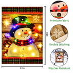 FLAGMESAGE Lighted Christmas Snowman Garden Flag Outdoor Decor, 12x18 In