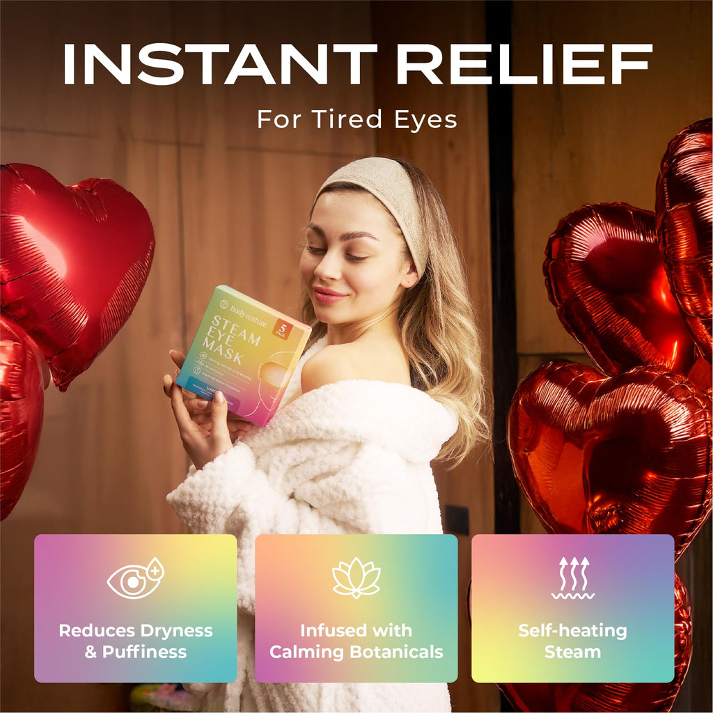 Body Restore Self Heating Warm Compress for Dry Eyes 30 Pack - Heated Eye Mask for Fast Relief, Birthday Gifts for Women, Men, Travel Essentials, Stye Eye Treatment, Relaxation - Variety