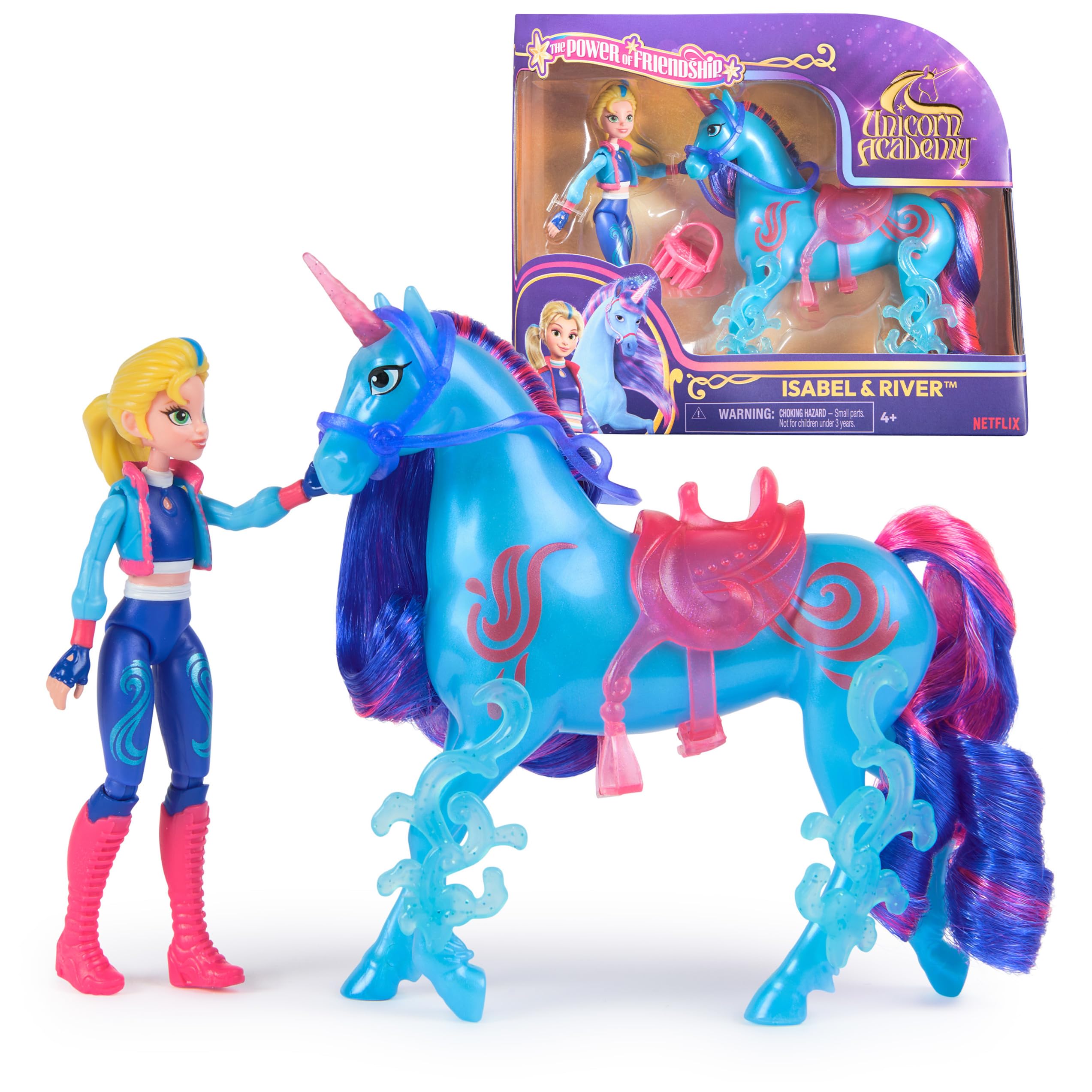 Unicorn Academy, Isabel & River Power of Friendship Set with Translucent Saddle & 2 Power Accessories, Dolls & Unicorn Toys for Girls Ages 4 and up