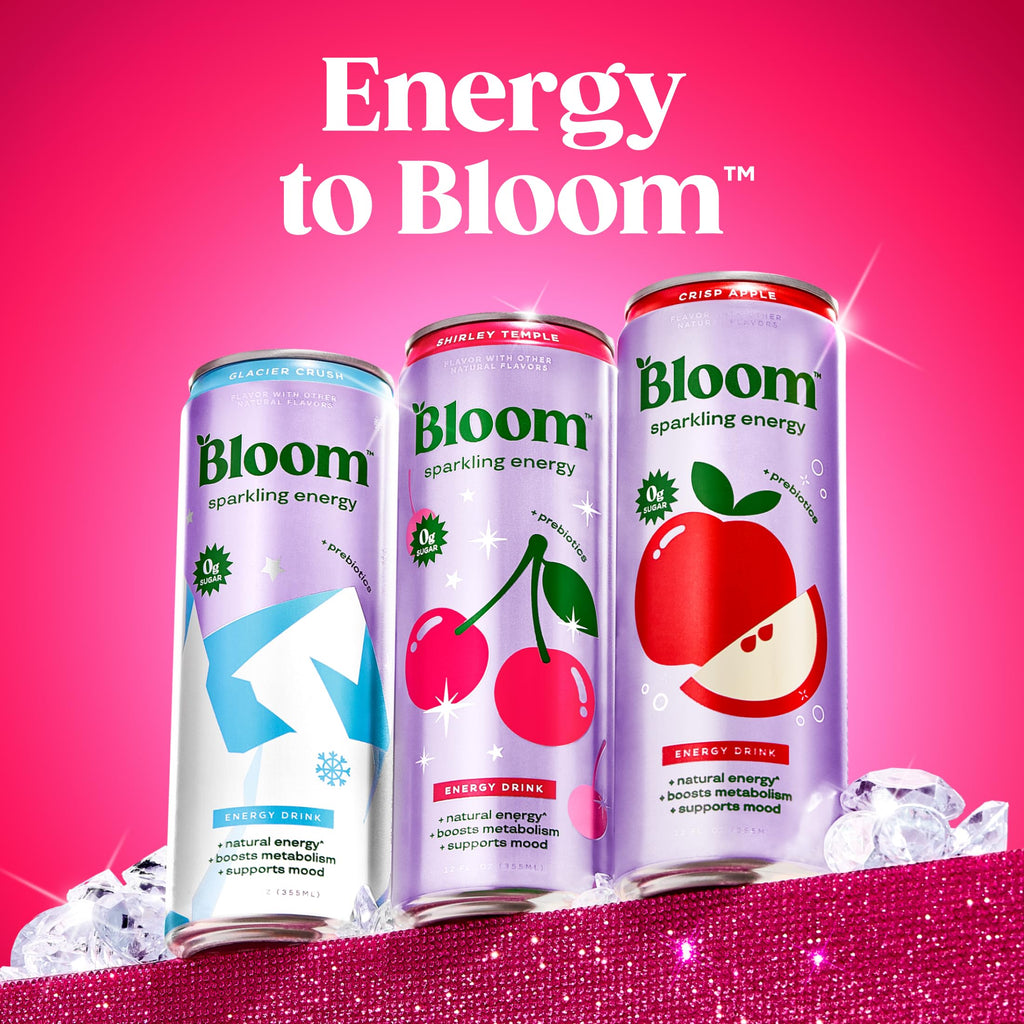 Bloom Nutrition Zero Sugar Energy Drink, Shirley Temple, 12oz 12pk