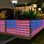 Solar American Flag Lights, 420 LED Waterproof American Flag Net Lights Independence Day Decorations 8 Modes Outdoor String Light for 4th of July Independence Day, Garden, Yard Home Decorations