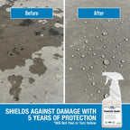 Rain Guard Concrete Sealer Spray 16 oz | Ready to Use | Natural Finish | Deep Penetrating Protection Against Water and Salt Damage for All Concrete Surfaces | Silane/Siloxane Waterproofer
