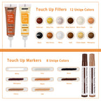 Lifreer Wood Furniture Repair Kit - 40 Pcs Wood Filler, Touch Up Markers with Wax Sticks - for Wood Floors, Stains, Scratches,Tables, Door, Carpenters, Bedposts