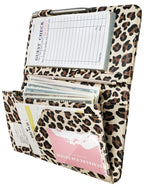 Server Book for Waitress with Zipper Pocket, Magnetic Pocket, Leopard