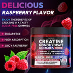 AEQNJV Creatine Gummies Monohydrate Complex 9000MG, Pre-Workout for Men & Women, Creatine Gummy with L-Taurine, BCAA 2:1, B12/6 for Muscle Support, Enhance Strength, Energy Boost-120 Count