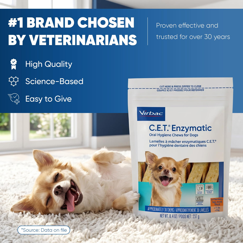 C.E.T. Enzymatic Oral Hygiene Chews for Dogs, Tartar Control, Extra Small