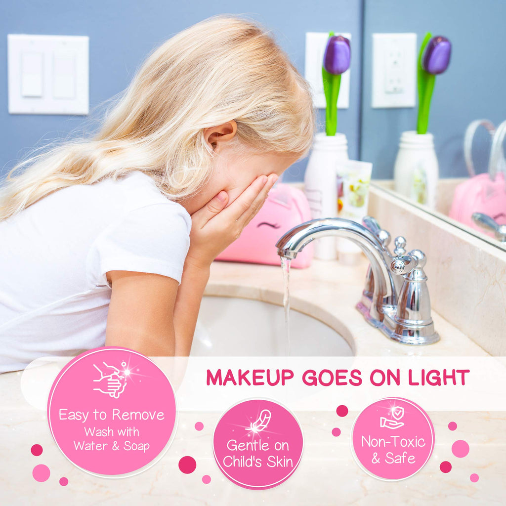 Kids Real Makeup Kit with Unicorn Purse Non Toxic Washable Make Up Set