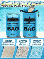 Cosweet 2 Pack Heavy Duty Pool Ladder Weights - 50lb Easy to Fill Anchor Bags, 500D PVC Waterproof Sand Bags with Handles & Secure Buckle Closure to Stabilize Above Ground Swimming Pool Steps