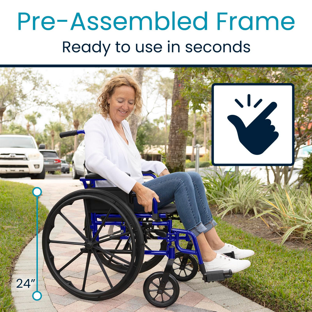 Vive Bariatric Wheelchair for Adults (Supports 400 lbs) - Foldable, Heavy Duty, Manual & Transport Wheel Chair - Portable Senior Drive Travel Scooter for Transfers - Wide 20" Seat