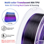 ZIRO TPU Filament 1.75mm, Shore 95A Hardness TPU, Flexible Fast Color Change Filament, Compatible with Most FDM Printers, Colorful and Soft 3D Printing Material, 0.8KG/ 1.76lbs Spool, Flex Nightsky