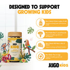 JUGO Kids Daily + SUPERFOODS Multivitamin Gummies for Picky Eaters with Super Greens & Super Fruits, Vitamin C, A, and Zinc Supplements with Biotin, Gluten-Free, Non-GMO, 50 Count