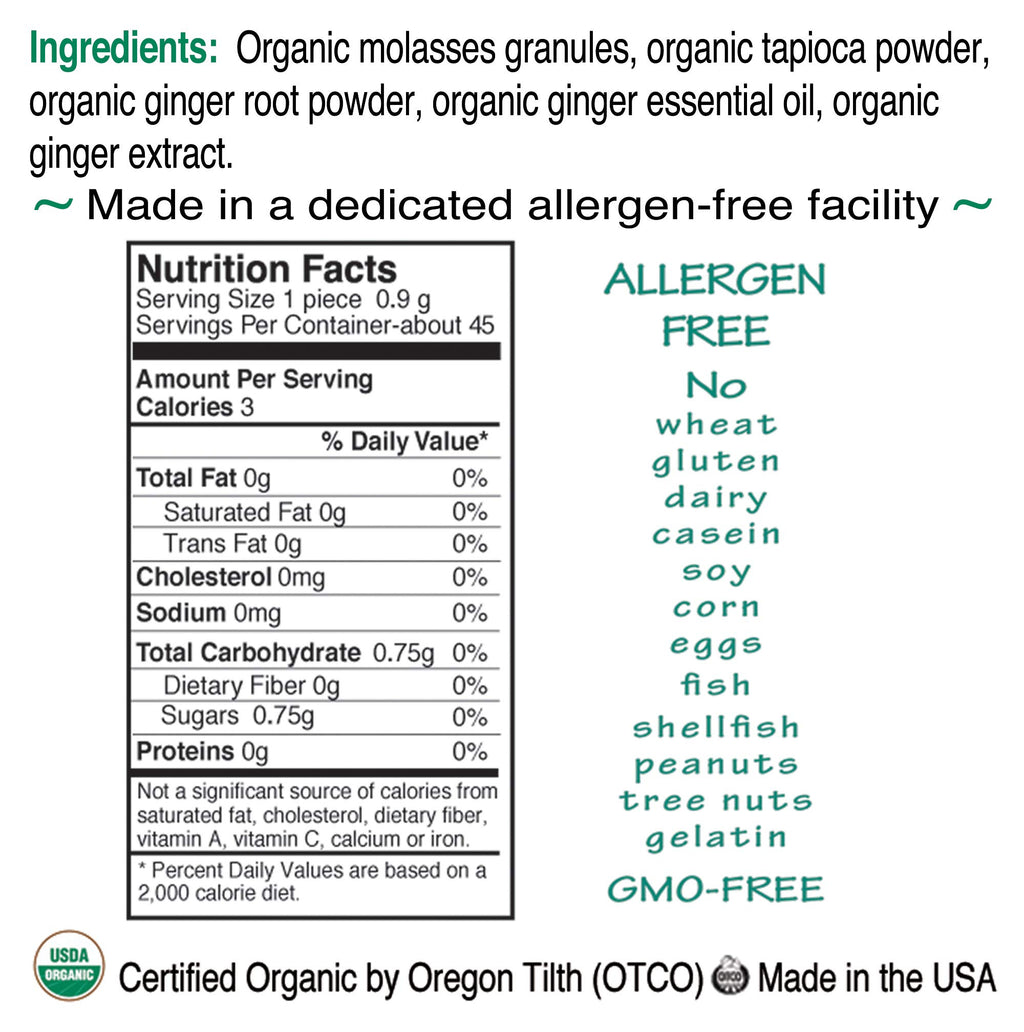St. Claire's Organic Herbal Pastilles, (Ginger, 8 Ounce Refill Bag, over 240 pieces) | Gluten-Free, Vegan, GMO-Free, Plant-based, Allergen-Free | Made in our Allergen-Free facility
