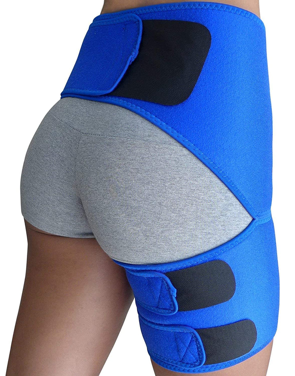 Hip Brace for Sciatica Pain Relief, Thigh Injury, Hip Fleхоr Strain, Pulled Groin Muscles, Hamstring Pull, Sacroiliac SI Joint, Sciatic Nerve, Lower Back Pain - Compression Ortho Support Stabilizer Wrap for Men, Women (Blue)