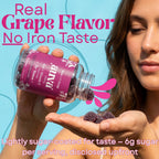 Auva Vitality Iron Gummies for Women — Non-Constipating | Ferrous Fumarate 20mg + Vitamin C | Energy, Anemia & Iron Deficiency Support | Hair Health, Menstrual & Menopause | Grape Flavor, 60 Count