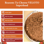 VELOTO Organic Mega Mushroom Powder Blend,10 in 1 Complex Mushroom Extract Powder Herbal Supplement with Reishi, Cordyceps, Chaga, Lion's Mane, Vegan & More, Sustainably US Grown, Filler Free, 10oz