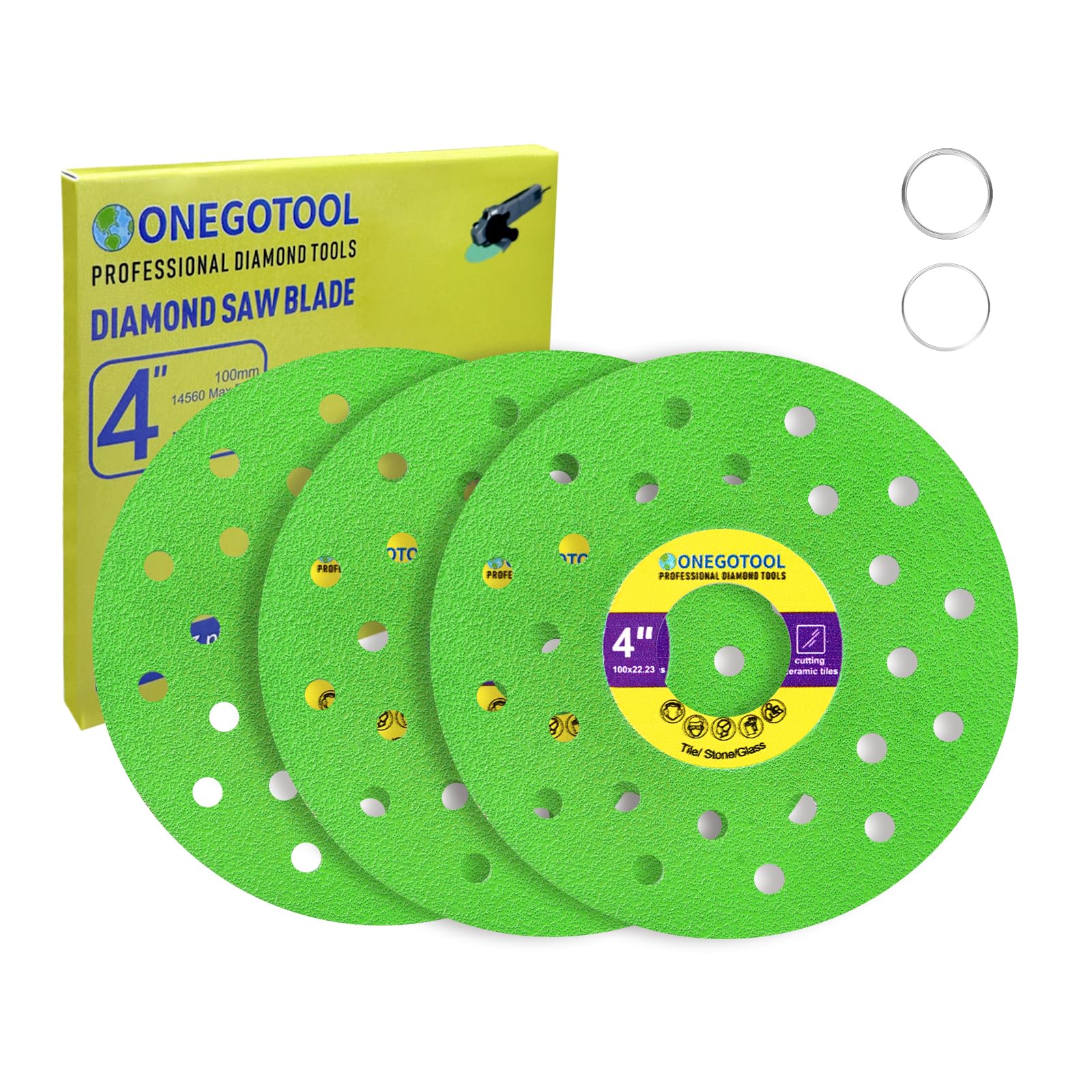 ONEGOTOOL 4 inch Tile Cutter Diamond Saw Blade for Angle Grinder Porcelain Ceramic Glass Marble Cutting Tools Grinding disc (3pcs)