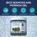 Sea Moss Gel with Moringa and Cinnamon - Organic Sea Moss Gel for Skin and Nail Health, Immune System Support, and Enhanced Energy Level - Essential Vitamin and Mineral Rich Formulation - 16oz.