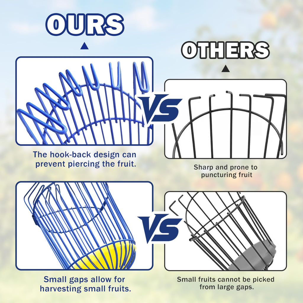 ELNDUXG Fruit Picker Upgraded Round Claws Reduce Fruit Damage (65inch)