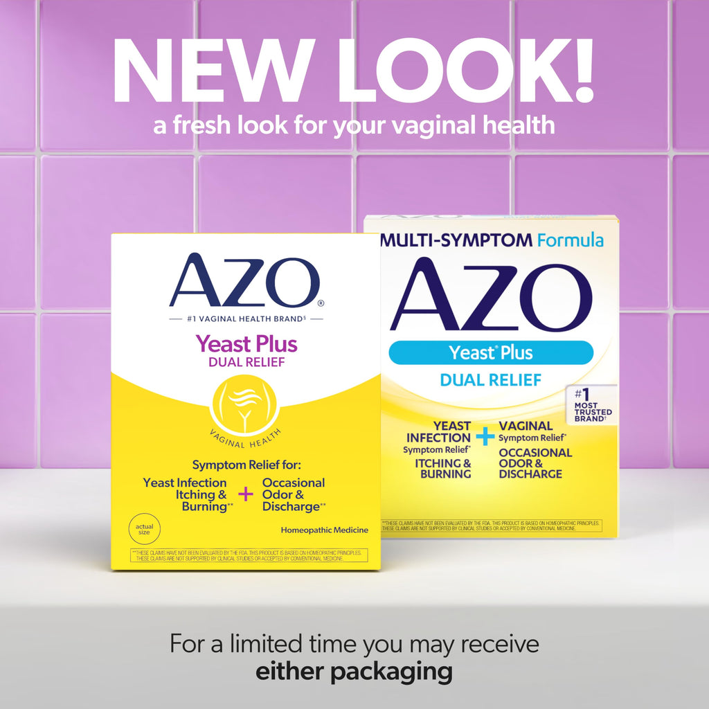 AZO Yeast Plus Dual Yeast Infection Pills Symptom Relief for Women, 120 Ct