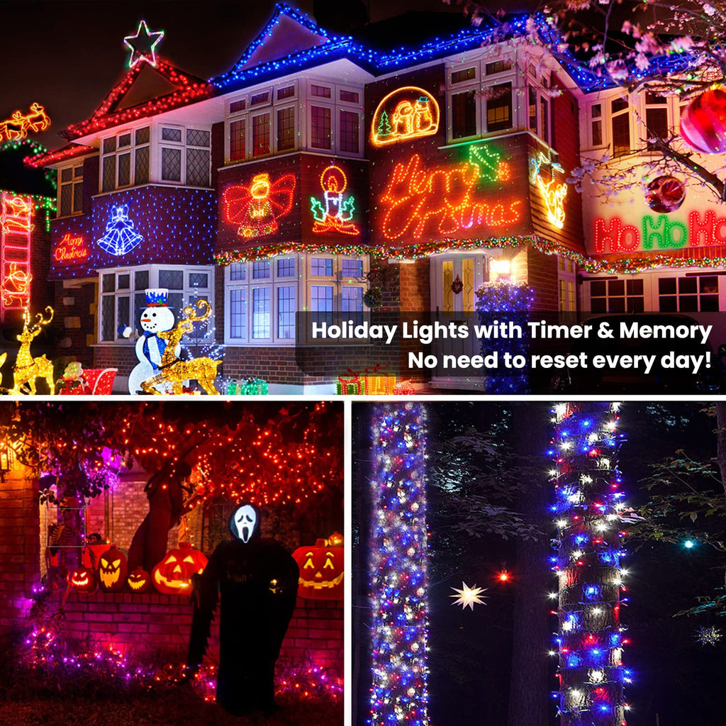 Brizled Halloween Lights Outdoor, Orange Purple Tree Lights, 200 LED, 66 ft