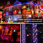 Brizled Halloween Lights Outdoor, Orange Purple Tree Lights, 200 LED, 66 ft