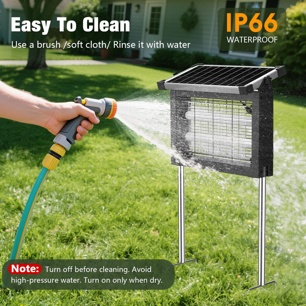 Solar Bug Zapper Outdoor Portable Wireless Camping with Panel Sensor Fly Traps with 10ft Extension Cord Fly Shoe, Fly Killer