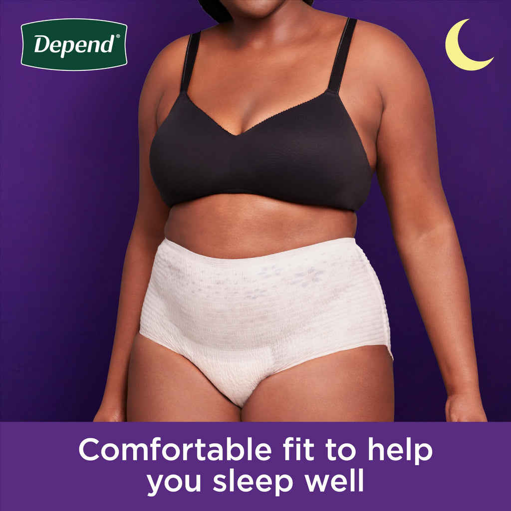 Depend Night Defense Adult Diapers, Incontinence & Postpartum Bladder Leak Underwear for Women, Disposable, Overnight, Large, Blush, 14 Count, Packaging May Vary