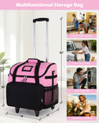 Marscamd Large Rolling Cleaning Caddy Bag with Detachable Trolley, Pink