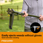 Fiskars Deluxe Stand-Up Weed Puller Tool, 4 Serrated Stainless Steel Claws