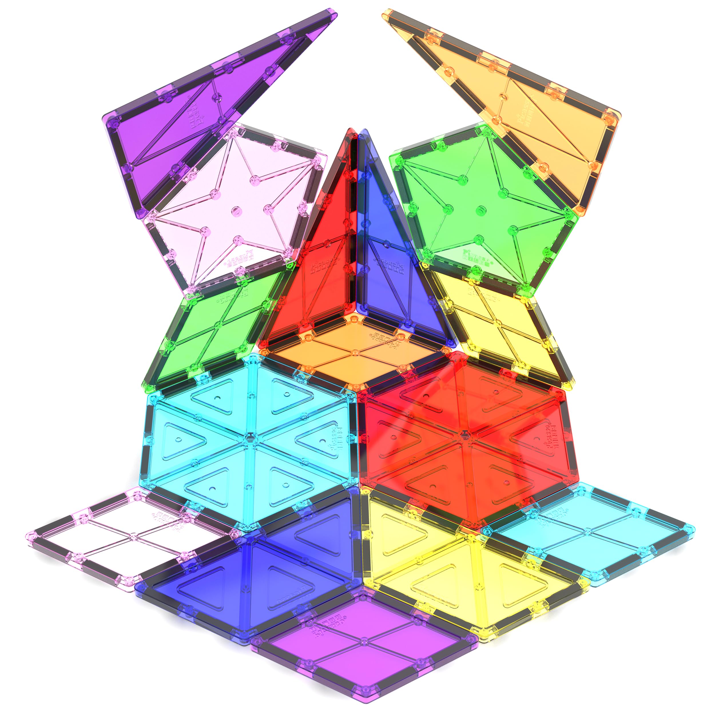 PicassoTiles Magnetic Building Block Set Geometry Shape Magnet Tiles Construction Toy STEM Learning Kit Educational Playset Playboard Pretend Play Stacking Blocks Child Brain Development PT16