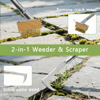 2-in-1 Crack Weeder, Telescopic Stainless Steel Weed Puller Moss Remover