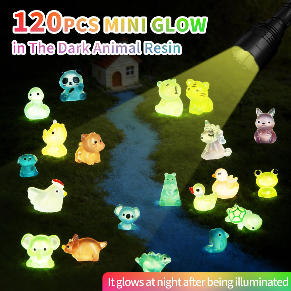 EKisemio 120Pcs Mini Resin Animals Blind Bags, Glow Mystery Figures Bags