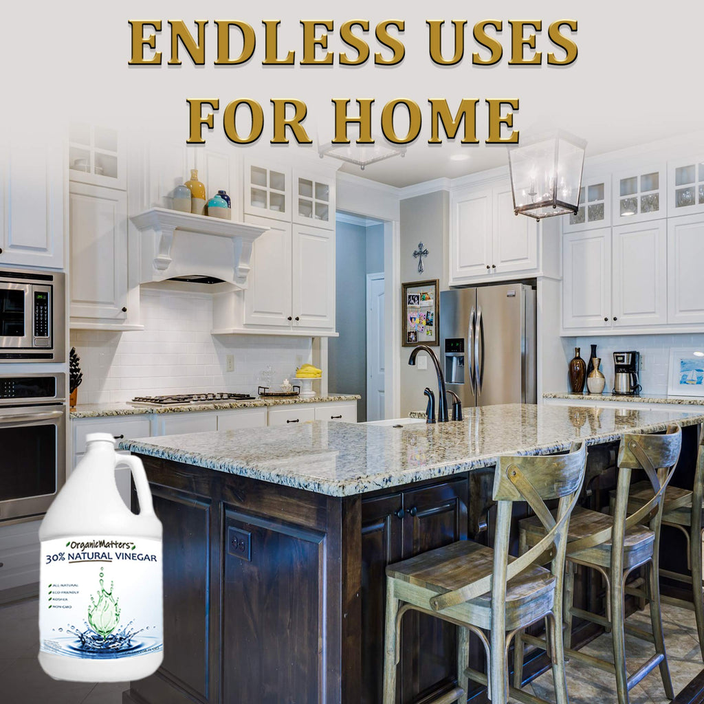 OrganicMatters Vinegar 30% Organic Industrial Cleaning Agent Concentrate, Pure Non-GMO Kosher All-Purpose Home & Garden Vinegar, Eco-Friendly (128 oz Gallon Refill)