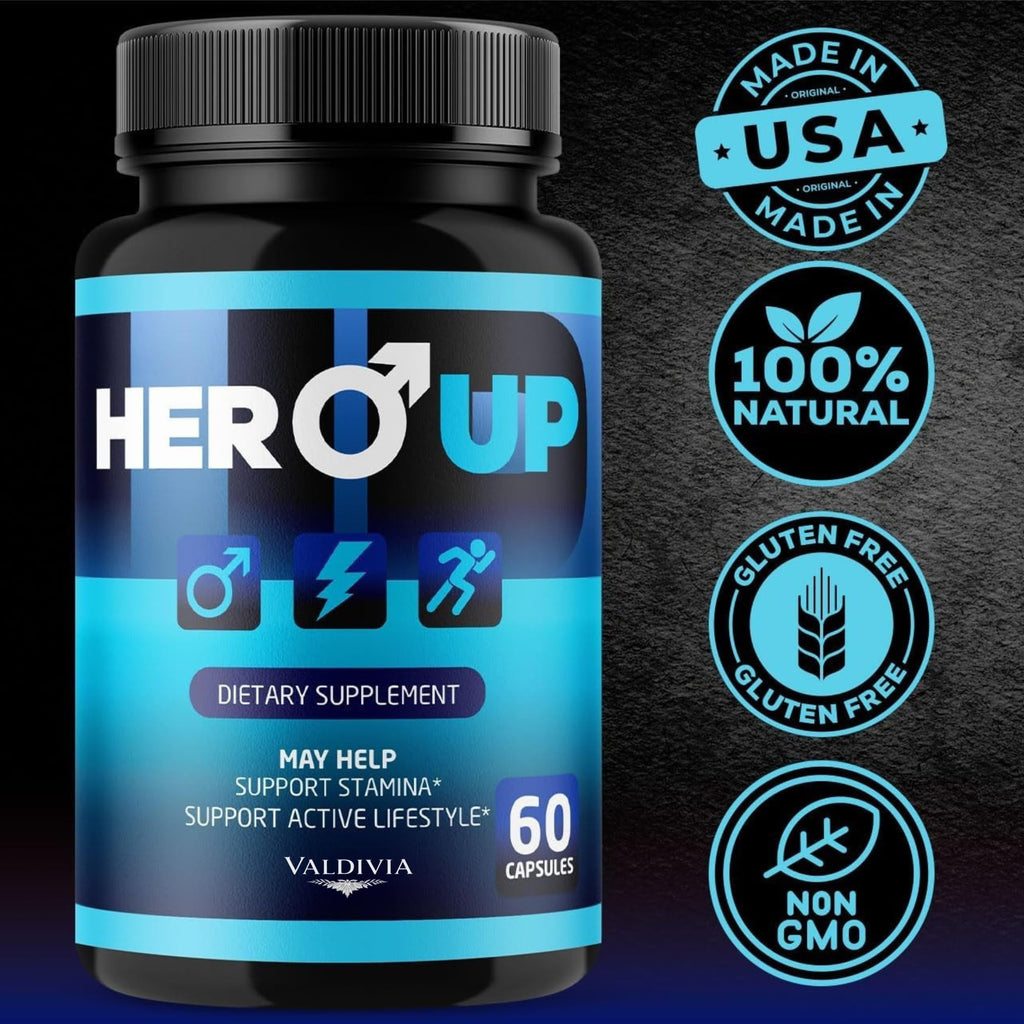 Valdivia (2 Pack) Hero Up Capsules - Official HeroUp Supplement - Energy Support, All Natural Vitamins for Overall Health & Wellness, 120 Capsules for 2 Months