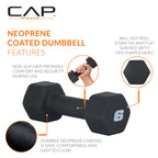 CAP Barbell 6 LB Neoprene Dumbbell Hand Weights - Pair | Black