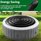 Tlswshsy 5.4 Ft Inflatable Hot Tub Cover- Energy Saving lid for Round Hot Tub- Foldable Protective Rain Overflow Cover for Outdoor Inflatable Hot Tubs (Black)