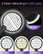 Hands Free Magnifying Glass with Light, 5X 15X Lighted Neck Magnifier for Craft Cross Stitch Needlepoint Needlework Sewing Embroidery Reading, Magnifying Glasses for Close Work, Low Vision Seniors