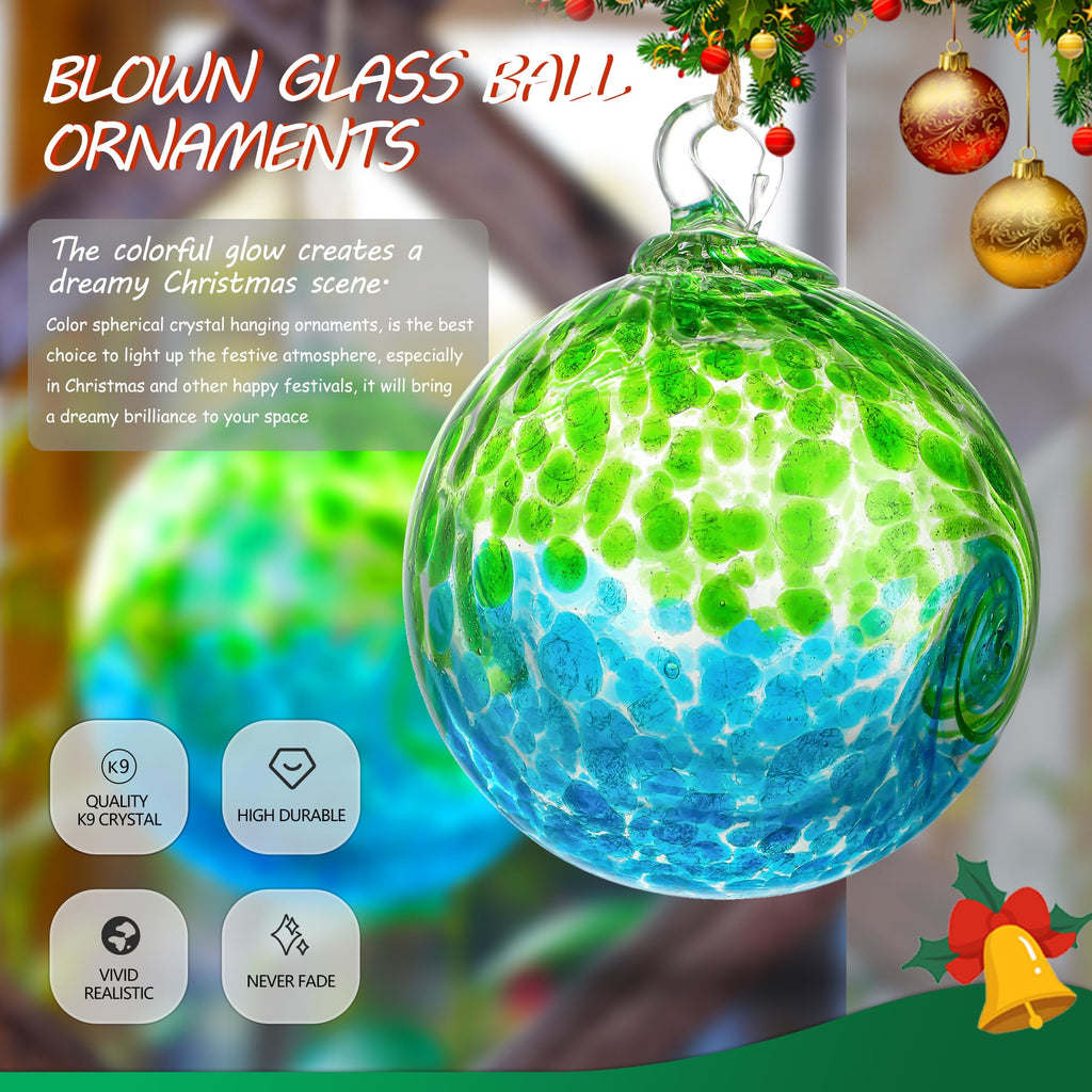4 Inch Hand Blown Glass Gazing Balls Green Glass Christmas Ball Ornaments
